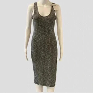 Gray Lightweight Ribbed Summer‎ Knit Scoop Neck Tänk Dress - Size L